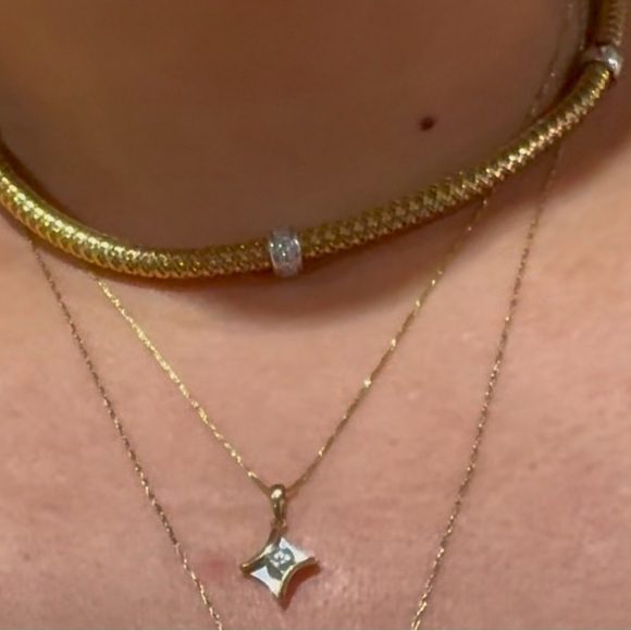 Stunning Roberto Coin 18k YG Primavera Interlocking diamond Necklace 16inch - Picture 6 of 13